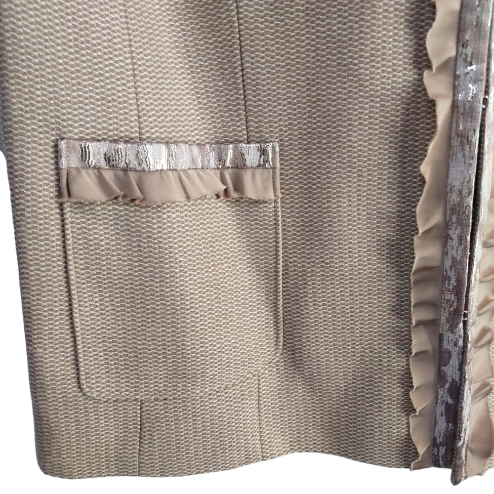 Alex Marie Women's Blazer Jacket Brown Ribbon Ruffled Edge Size 22W NWT - Picture 8 of 14